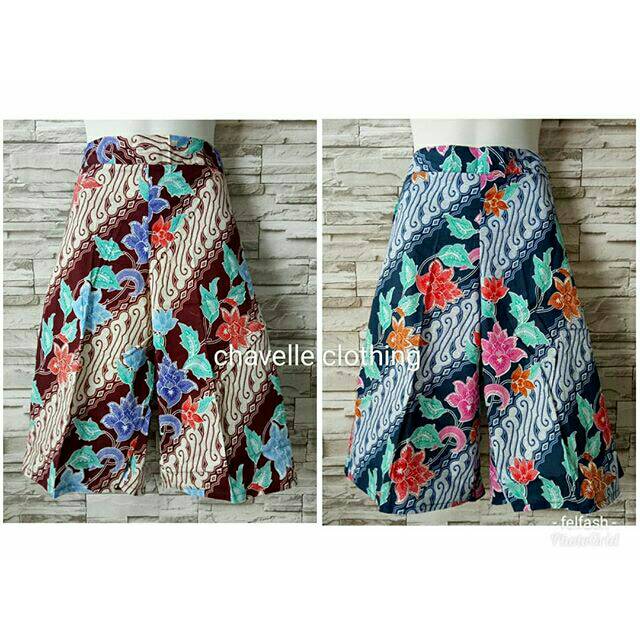  celana  kulot 3 4 batik  katun stretch  cullotes pants 