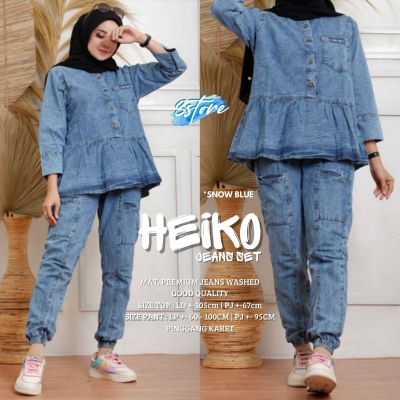 Setelan Wanita Casual Remaja Terbaru Kekinian Murah• OneSet Atasan Tunik Bawah Jeans Lepis Original