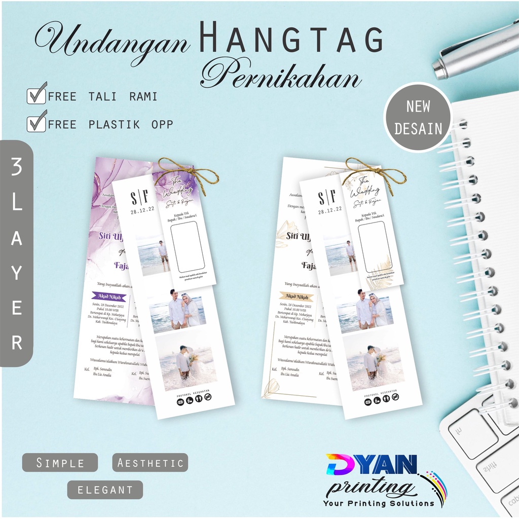 UNDANGAN PERNIKAHAN HANG TAG TALI RAMI ELEGANT MURAH