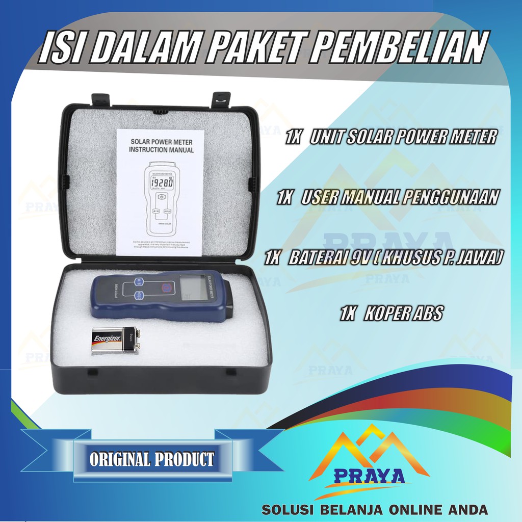 Solar Power Meter Radiation Tester Tes Energi Matahari Sun Sunlight