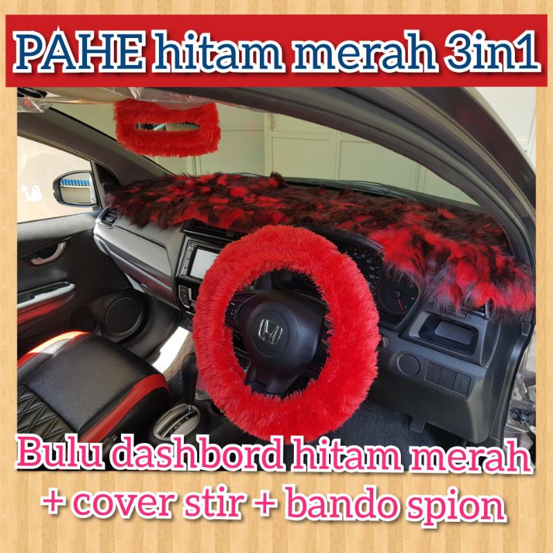 Paket bulu dashboard kombinasi, cover stir dan bando spion sapi zebra macan