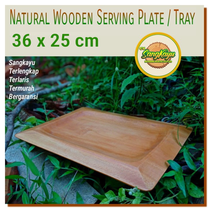 Nampan kayu alami 36x25x2 Natural wooden tray nampan piring saji