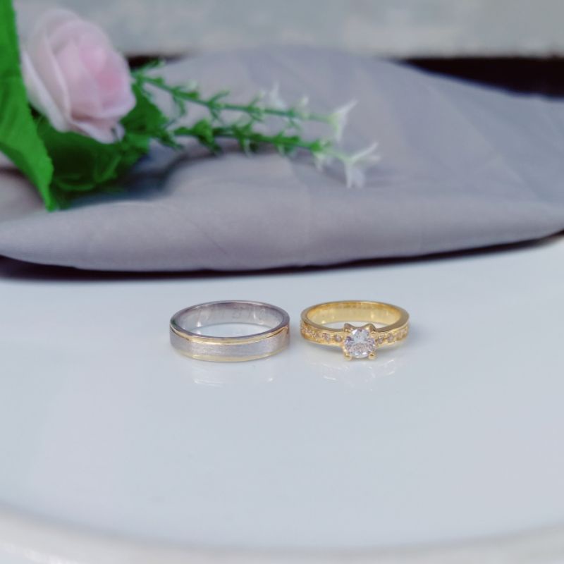 Cincin Couple Palladium dan Emas Kuning