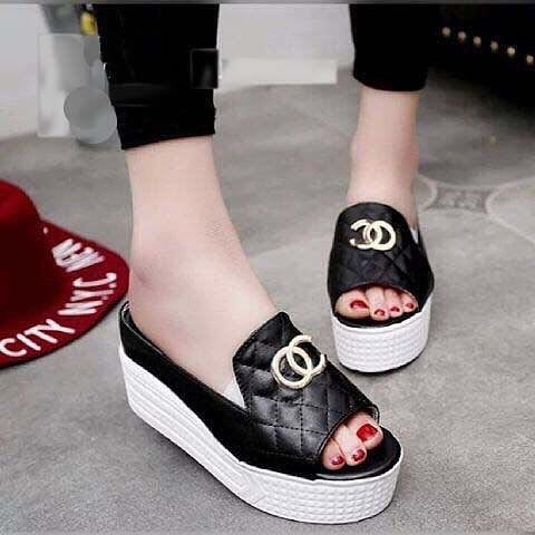 SEPATU SANDAL WEDGES CEWEK WANITA SENDAL HITAM GUCCI KANTOR KERJA KULIAH SANTAI CASUAL KOREA MURAH