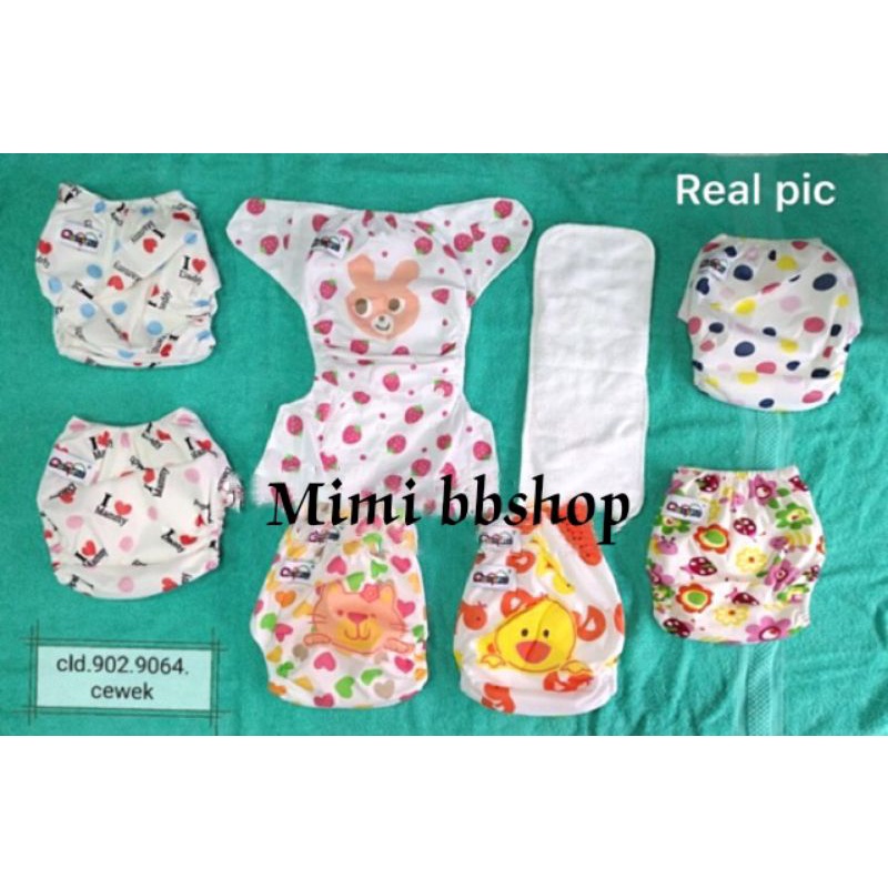 paket popok cuci bayi / popok clodi dengan 1 insert karakter / popok ekonomis