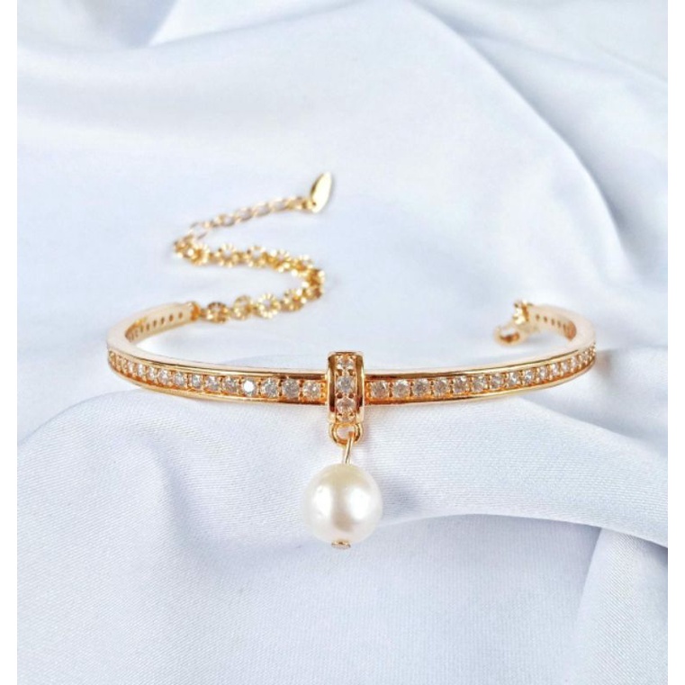 Gelang Bangle mutiara gantung asli mutiara air tawar original
