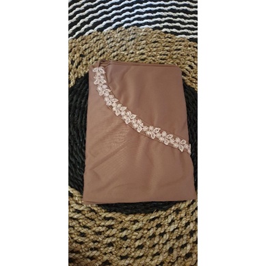 rizfaimelda-(COD)Jilbab Instan Jumbo Serut Renda KupuKupu Hijab Mawadah Jersey-Moca