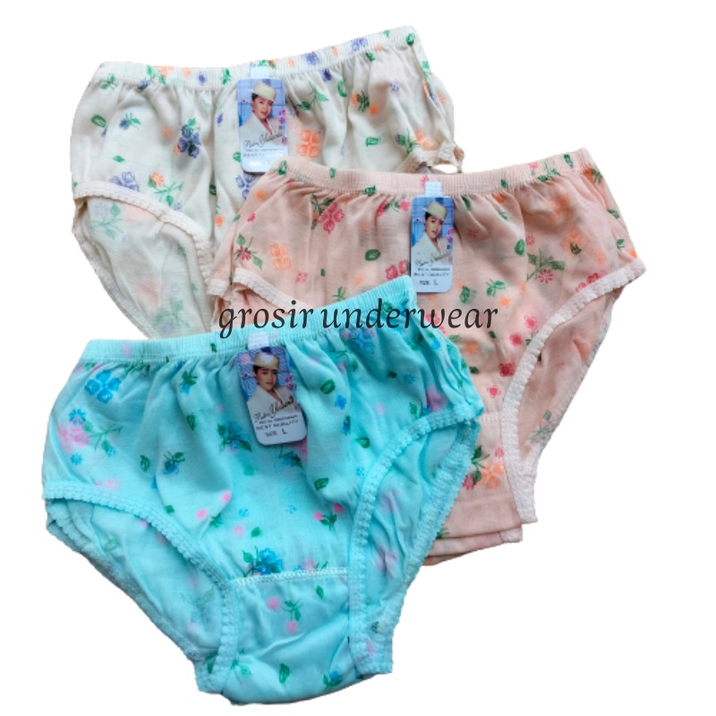 12 Pcs CD Celana Dalam Wanita Dewasa Putri Yuliana Motif Bunga