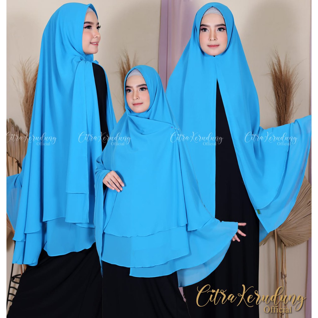 Instan Bergo Jilbab Syari NONPAD Model BELAH TENGAH Polos bahan Ceruty Babydolls Premium Import 2 La