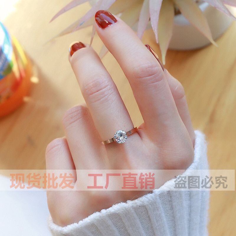 Cincin TITANIUM 100% Permata Anti Karat dan Luntur/Cincin Wanita KOREA/Cincin Tunangan/Cincin Nikah Emas TITANIUM