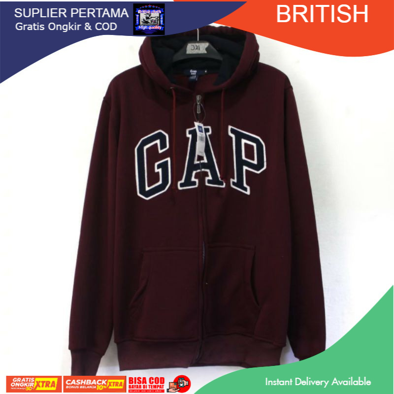 HOODIE ZIPPER GAP MAROON  S-XXL