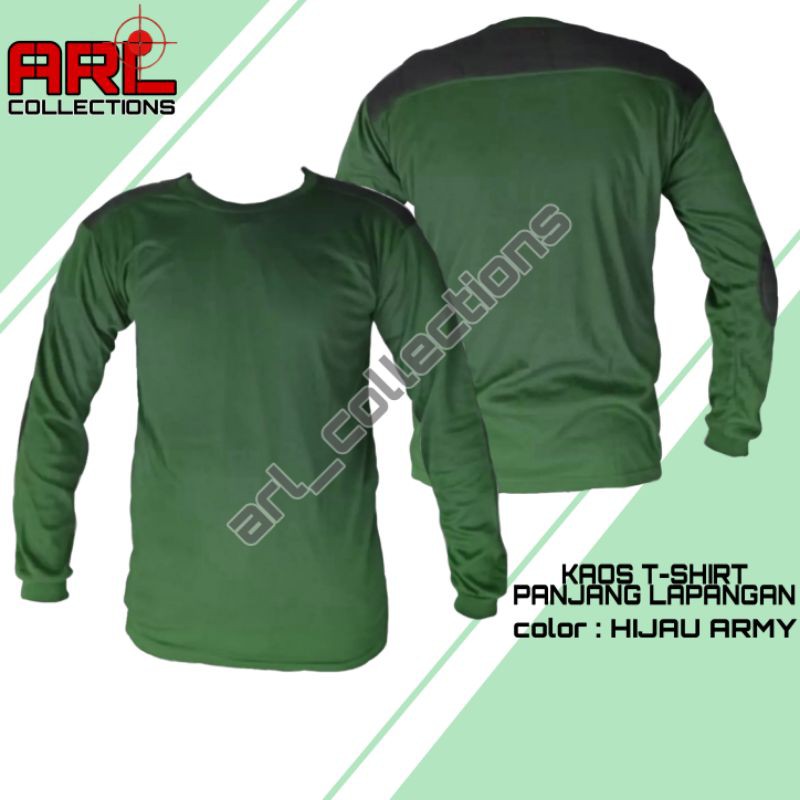 KAOS T-SHIRT PANJANG POLOS/KAOS LENGAN PANJANG HIJAU ARMY/KAOS PANJANG DECKER LAPANGAN