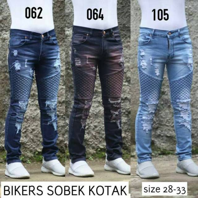  bisa bayar di  tempat Celana  Jeans  Bikers Sobek Ripped 