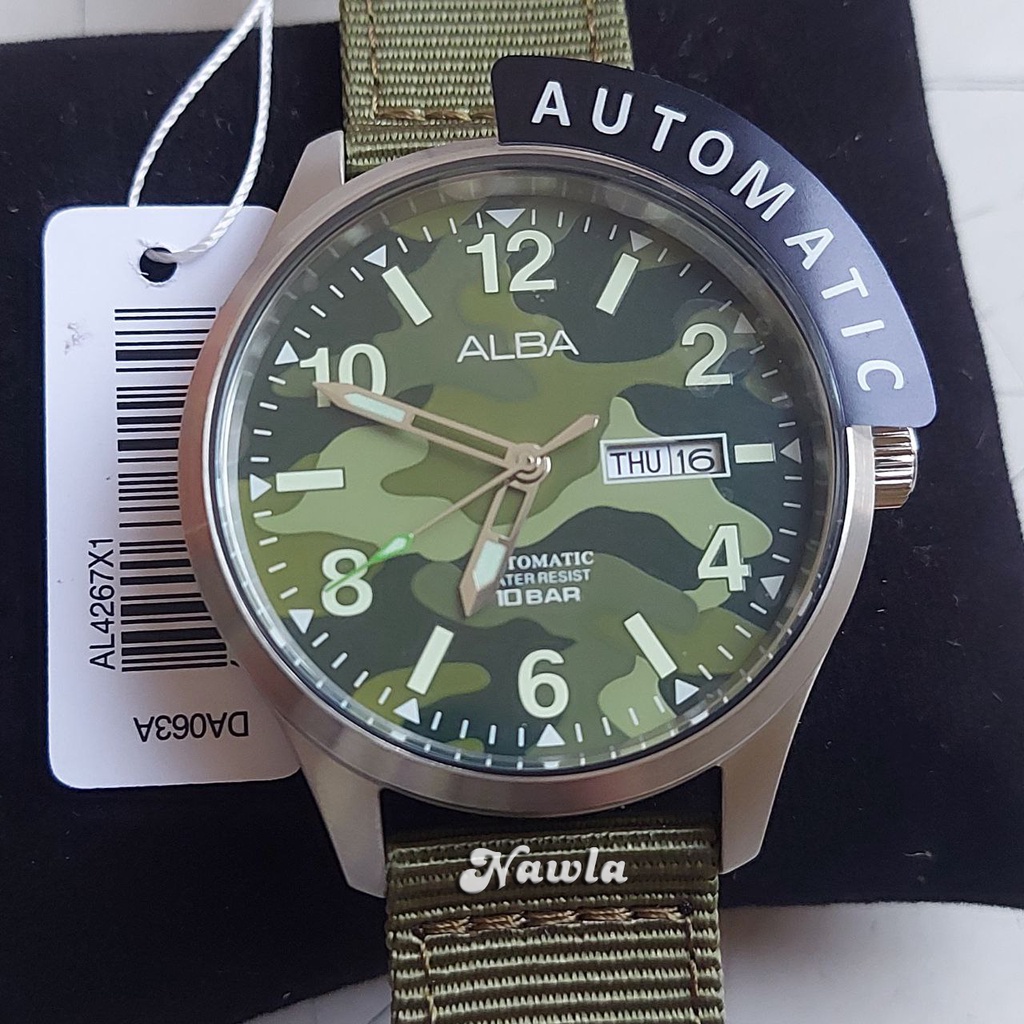 Alba Automatic AL4267X1 Green Army - Jam Tangan Pria AL4267