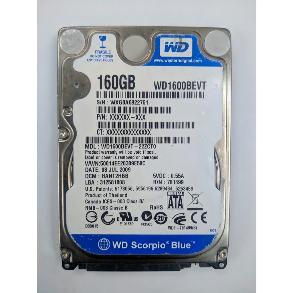 Harddisk Internal Laptop 2.5 160GB Sata WD