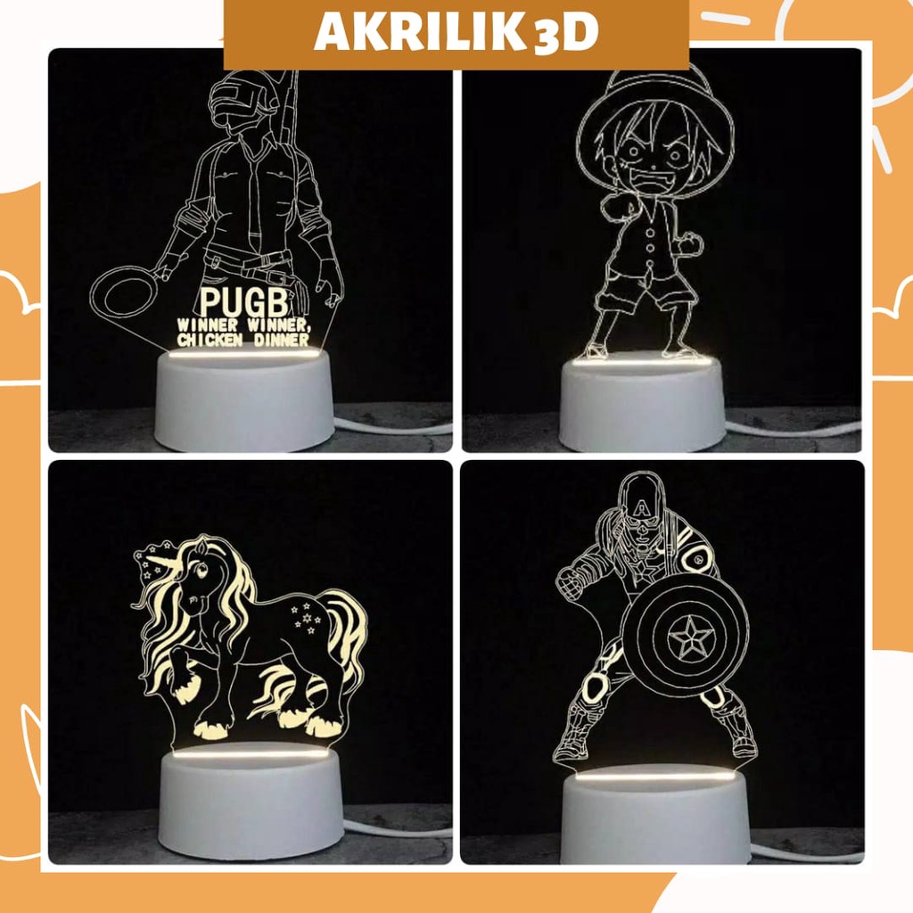Hiasan Interior Dekorasi Pajangan kamar Lampu LED 3D Custom Akrilik Estetik Hadiah Kado Ulang Tahun 