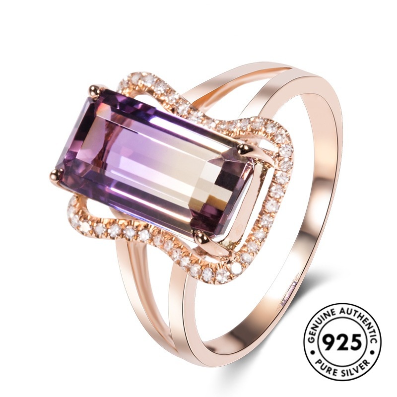 Cincin Sterling Silver 925 Lapis Rose Gold 18k Model Terbuka Untuk Wanita