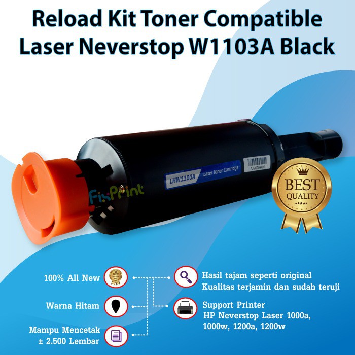 Cartridge Toner Compatible HP 103A W1103A Reload Kit Laser Printer Neverstop 1000a 1000w 1200a 1200w