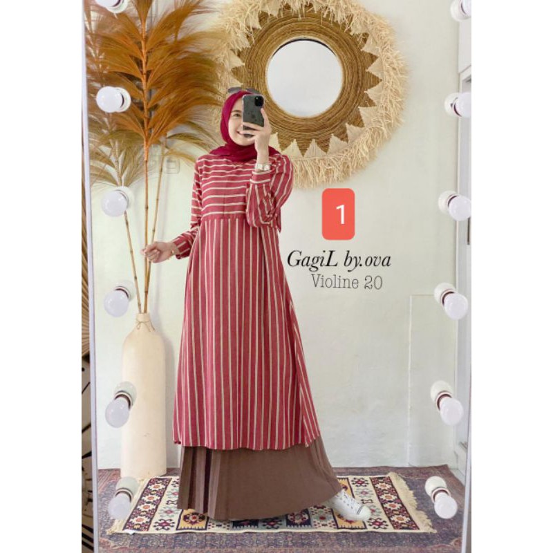 SETELAN Tunik by Gagil by Ova Original PRISKET VIOLINE 20