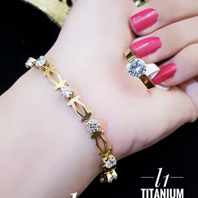 Titanium gelang tagan dan cincin 1115k