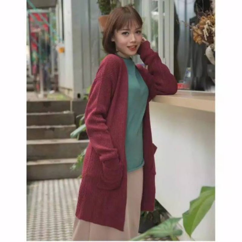 LONG BELLE CARDY RAJUT / OVERSIZED CARDIGAN RAJUT PREMIUM Pakaian Wanita Atasan Wanita Fashion Wanita-3
