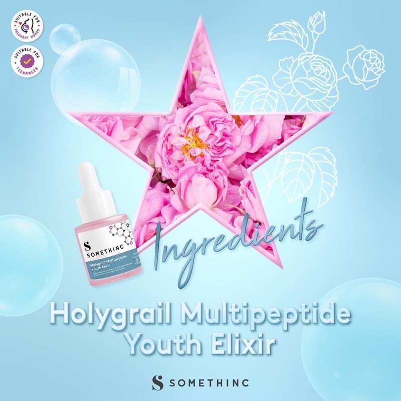 SOMETHINC Holygrail Multipeptide Youth Elixir Indonesia / Serum Facial Wash Cleansing Essence Mist Toner Ampoule Eye Cream Creme Eye Gel Sunscreen Sleeping Mask Masker Moisturizer Body Scrub Lotion / Cushion Mascara Lipstick Lip Tint Balm Sugar Wax Paket