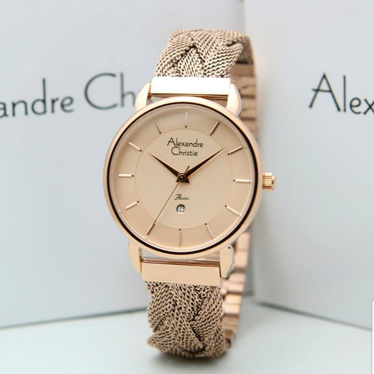 Alexandre Christie AC2857 Original Jam Tangan Wanita Full Rose Gold