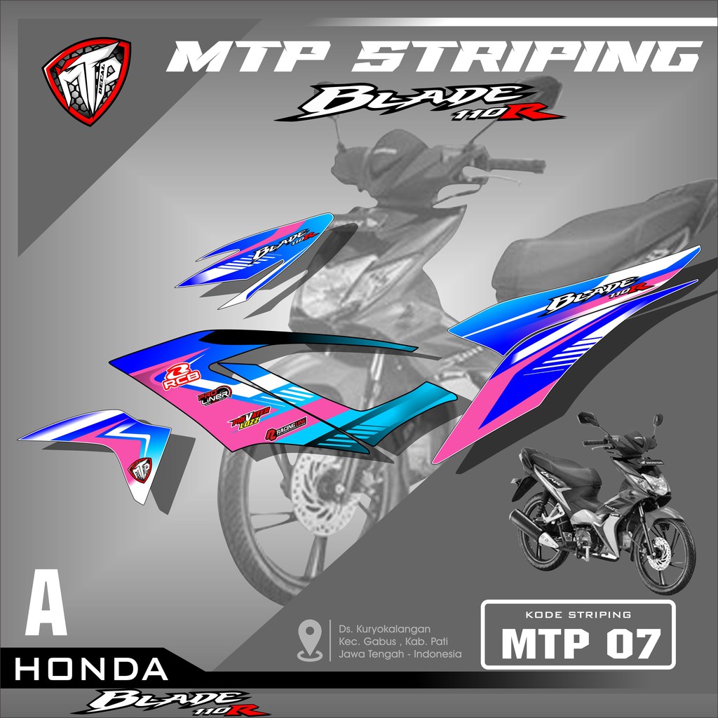 (ANTI LUNTUR) Sticker Striping Blade 110 Karbu- Stiker Variasi Motor Honda Blade Desain Keren MTP 07
