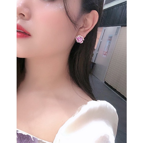 LRC Anting Tusuk Fashion Camellia Rhinestone P2784X