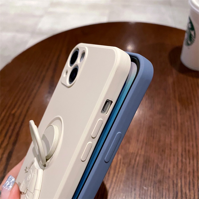 Velvet liquid silicone astronaut stand case iphone 11 pro max 12 13 pro max Xs max XR all-inclusive non-slip shockproof protective case