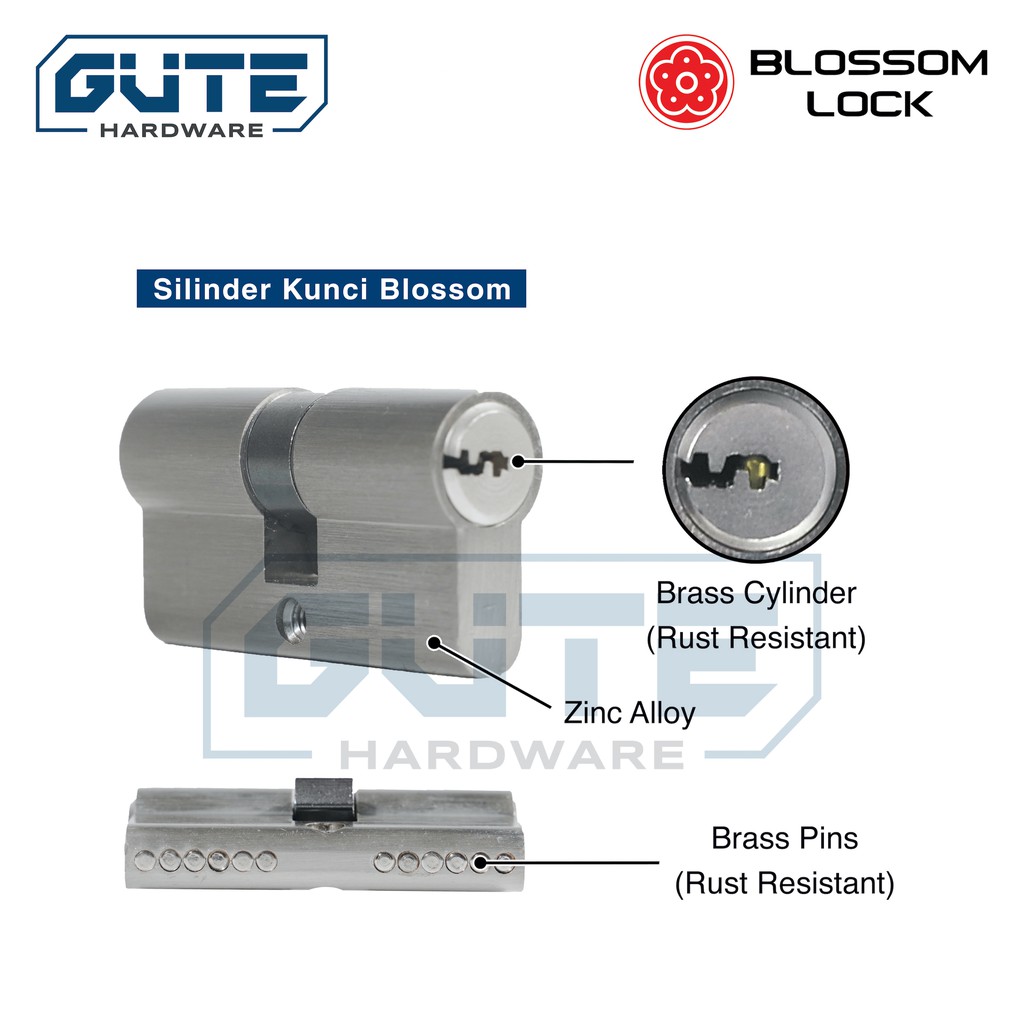 SILINDER / LUBANG KUNCI PINTU BESAR (KUNCI KOMPUTER) MERK BLOSSOM UK BESAR 60 MM