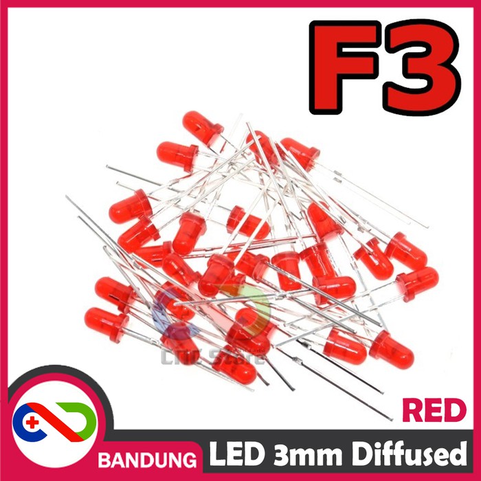 10PCS LED 3MM F3 SUPER BRIGHT RED MERAH DIFFUSED