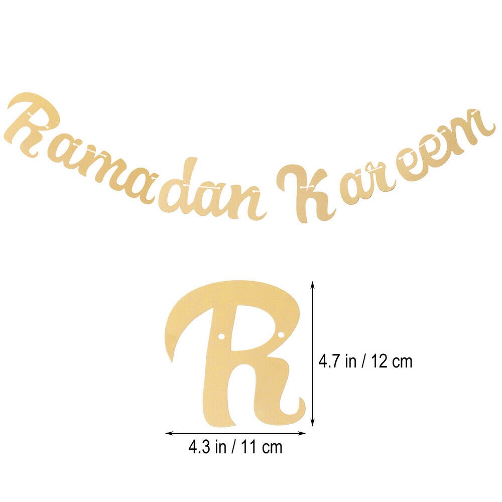 1 Pc Banner Gantung Motif Tulisan Ramadhan Warna Emas Untuk Dekorasi Pesta