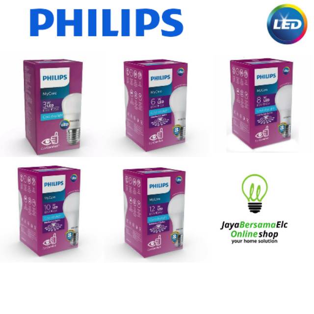 Lampu Led Philips 3w /3 Watt / 6w /6 Watt / 8w /8 Watt / 10w /10 Watt / 12w /12 Watt MyCare Bolam