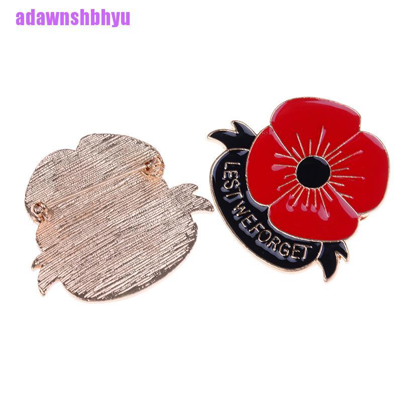 Bros pin Enamel Bentuk Bunga poppy Warna Merah