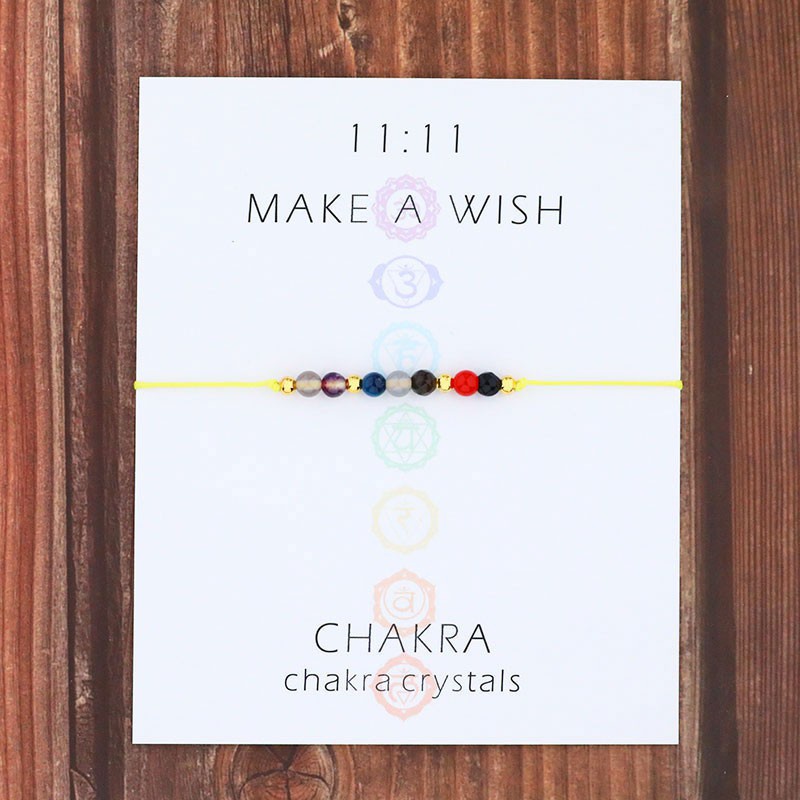 Gelang Chakra Wish String Bracelet 7 Chakra Healing Yoga Reiki Prayer Stones Bracelet