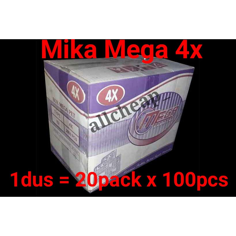 100Pcs MIKA MAKANAN BENING MIKA MEGA 4X FOOD GRADE MIKA BOX TEMPAT KUE NASI 4X