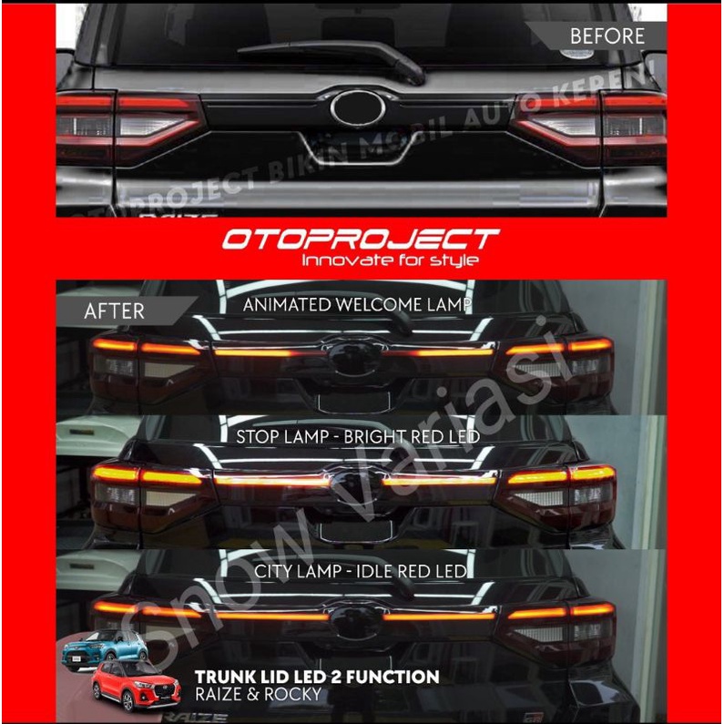 Trunk Lid Raize Rocky Bagasi Belakang LED 2 Function Hitam Carbon