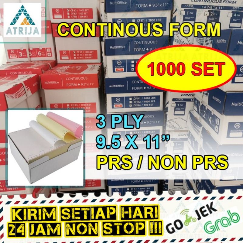 

Continuous Form 9.5 x 11 - 3 Ply. Kertas Komputer Kertas Rangkap 3