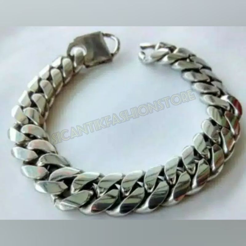 Gelang baja Stainless steel silver Fashion pria terlaris anti Karat tidak luntur Gelang Titanium