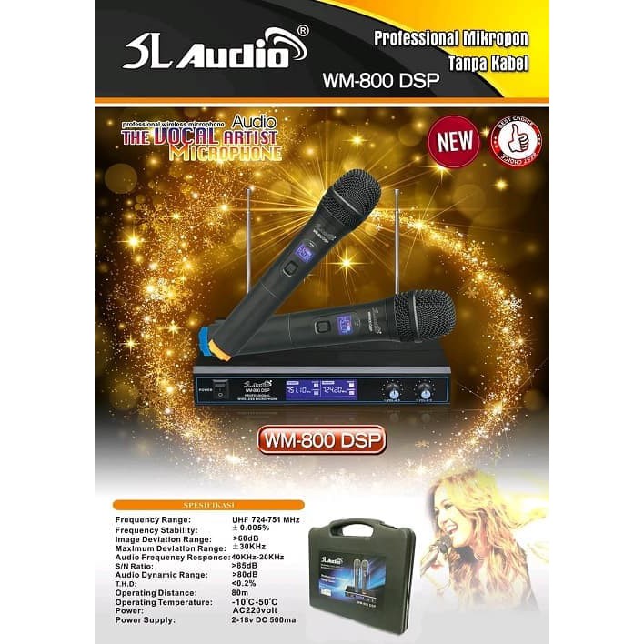 MURAH   Mic Wireless SL AUDIO WM-800 DSP Professional Mikropon Tanpa Kabel