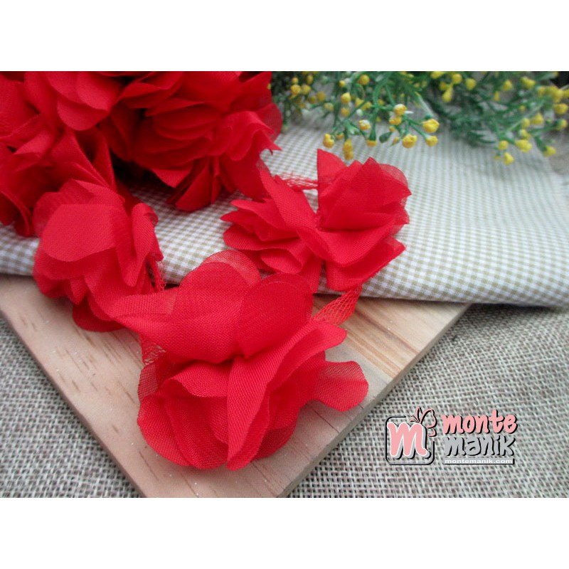 Aplikasi Bunga Frill Merah (APB-042)