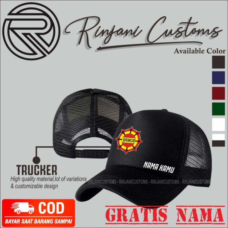 TOPI BRIMOB-TOPI JARING BRIMOB-TOPI TRUCKER BRIMOB GRATIS NAMA