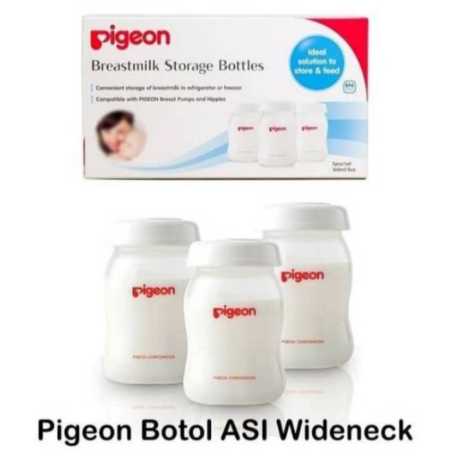 Botol ASIP Asi Penyimpan Asi Pigeon Storage Bottle isi 3 / Pigeon Breastmilk Storage Wide Neck 160ml Wideneck Bisa Jadi Botol Susu Pigeon / Botol Asi