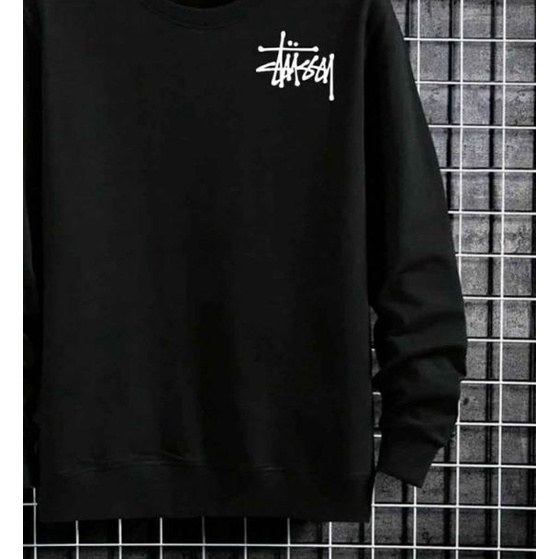 ✿ SWEATER CREW NECK STUSSY/SWEATER LEHER 0 PRIA WANITA/SWEATSHIRT - ARMY, M ♣