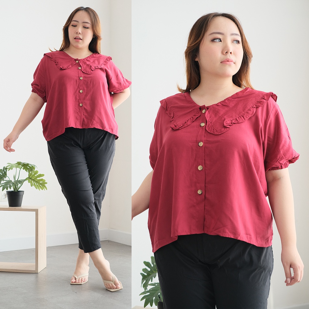 ELOKA TOP BAJU ATASAN BLOUSE WANITA BIGSIZE BIG SIZE JUMBO BESAR MURAH-3