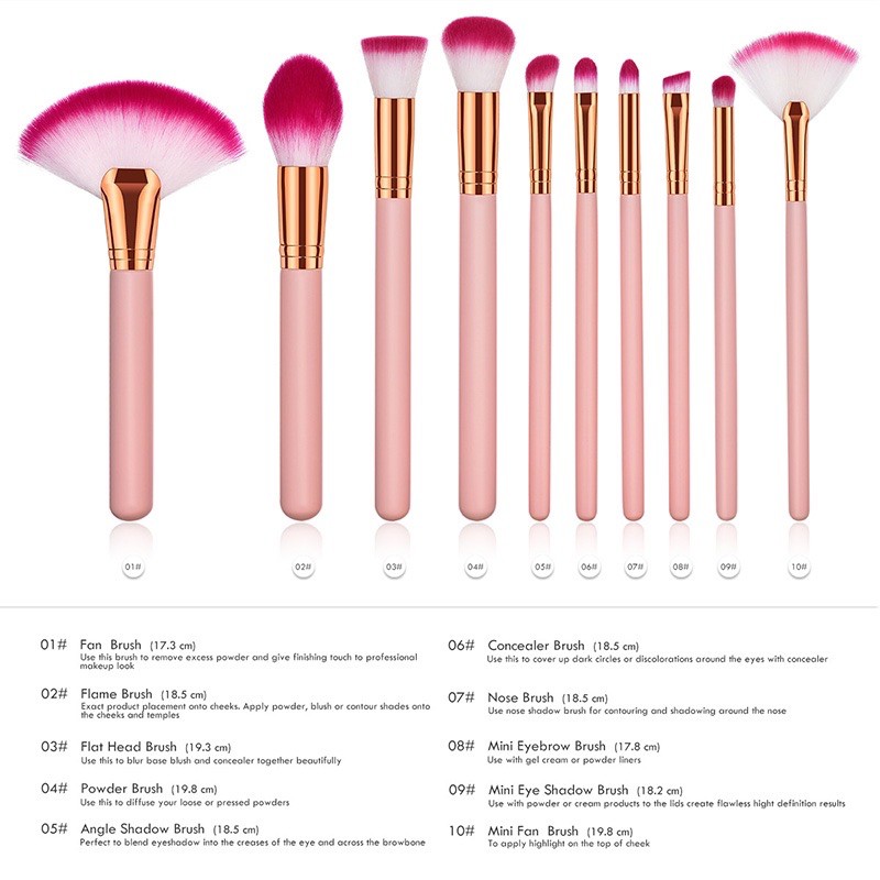 Beautiful Brush Make Up 10 Set - PVC-10 - White