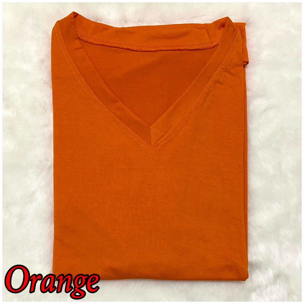V-NECK JUMBO XXL Panjang / Kaos Polos Basic Vneck Panjang /  t-shirt / Atasan Pakaian Wanita Murah-TPJ XXL- ORANGE