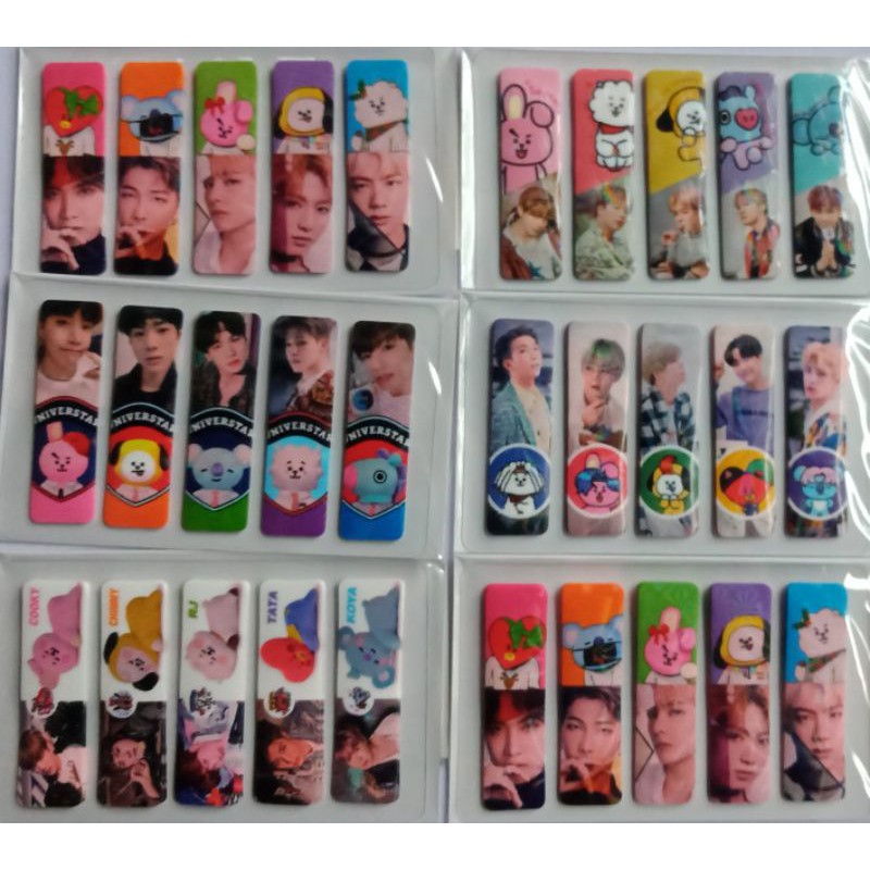 1 SET 100PCS STICKY NOTES PLASTIK MOTIF / STICKY NOTES / PEMBATAS BUKU BTS