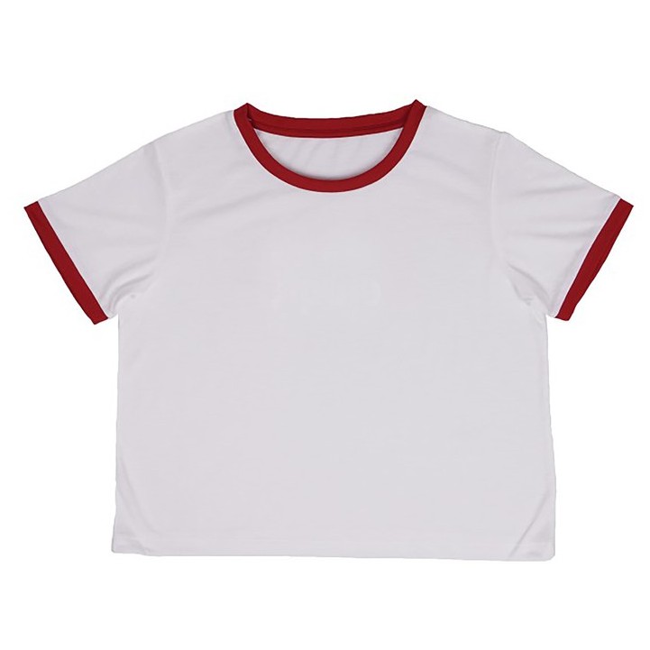 KAOS POLOS RINGER TEE | Putih - Merah | CROP TOP